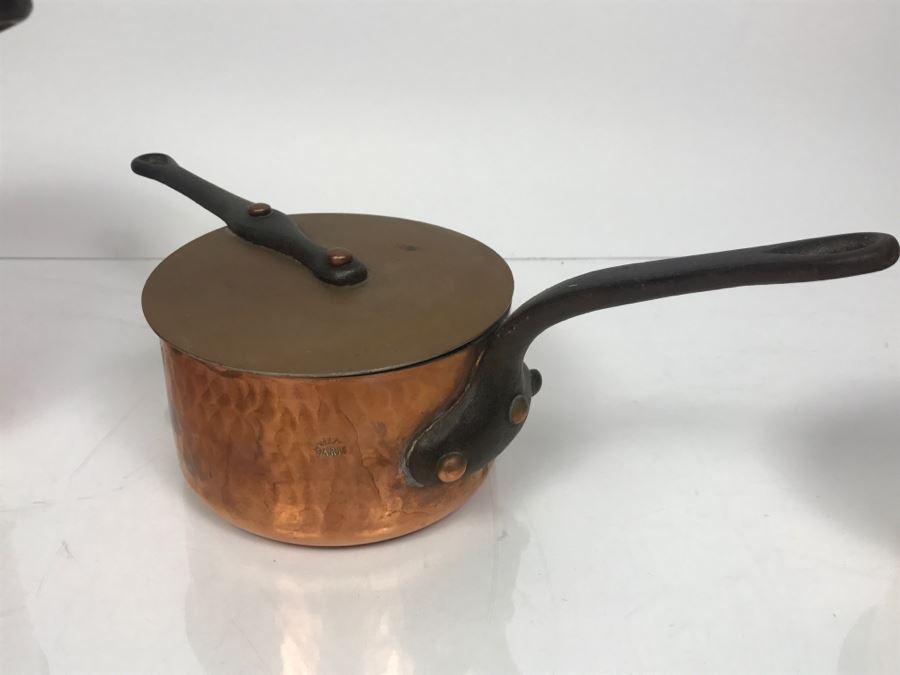 Vintage French Hammered Copper Pots With Lids - Some Made For The Bridge Company And Some Made In Paris [Photo 9]