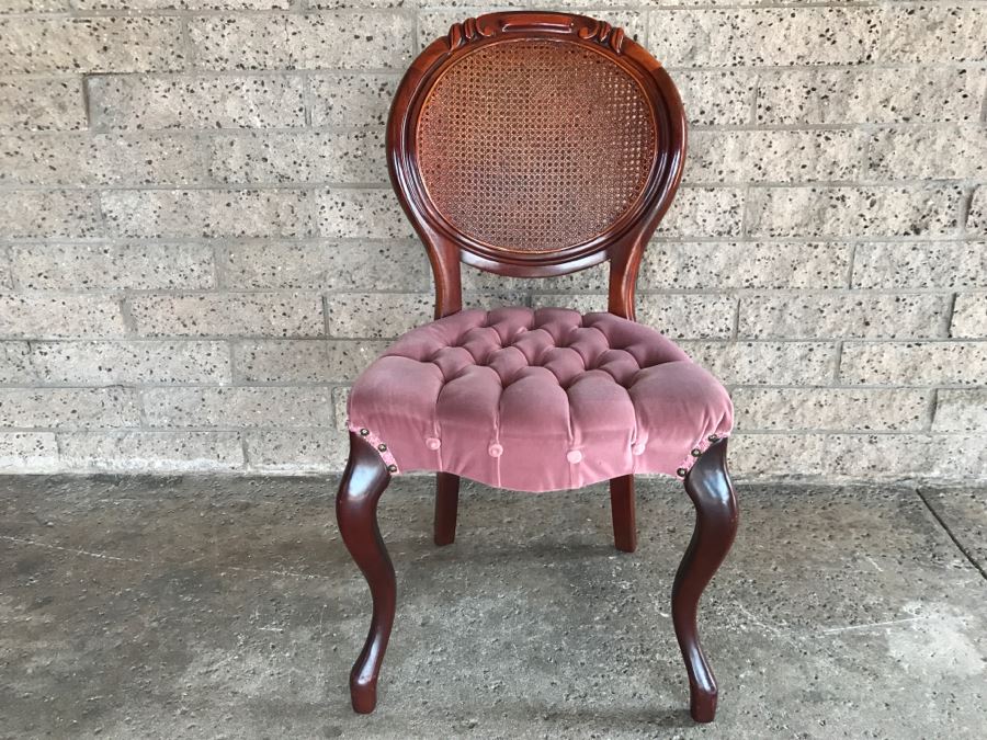 Vintage Kimball Furniture Upholstered Side Chair With Cane Back [Photo 1]