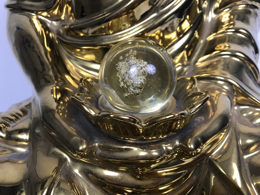 Gold Tone Meditating Buddha Water Fountain [Photo 6]