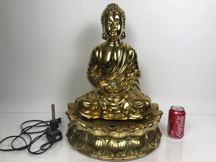 Gold Tone Meditating Buddha Water Fountain [Photo 1]
