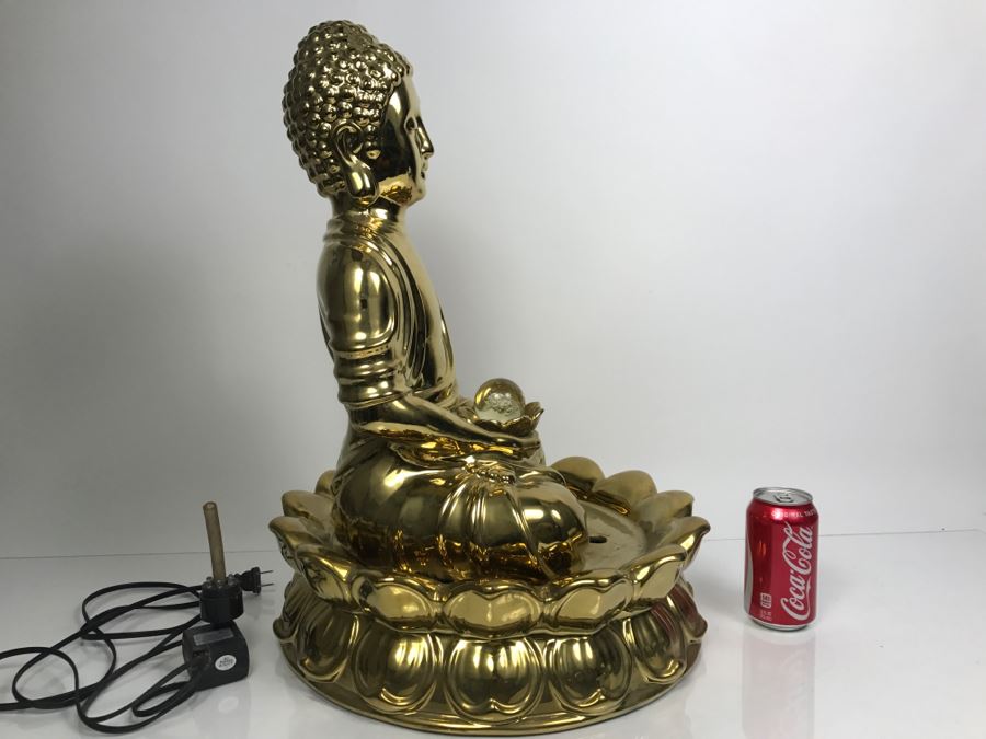 Gold Tone Meditating Buddha Water Fountain [Photo 9]