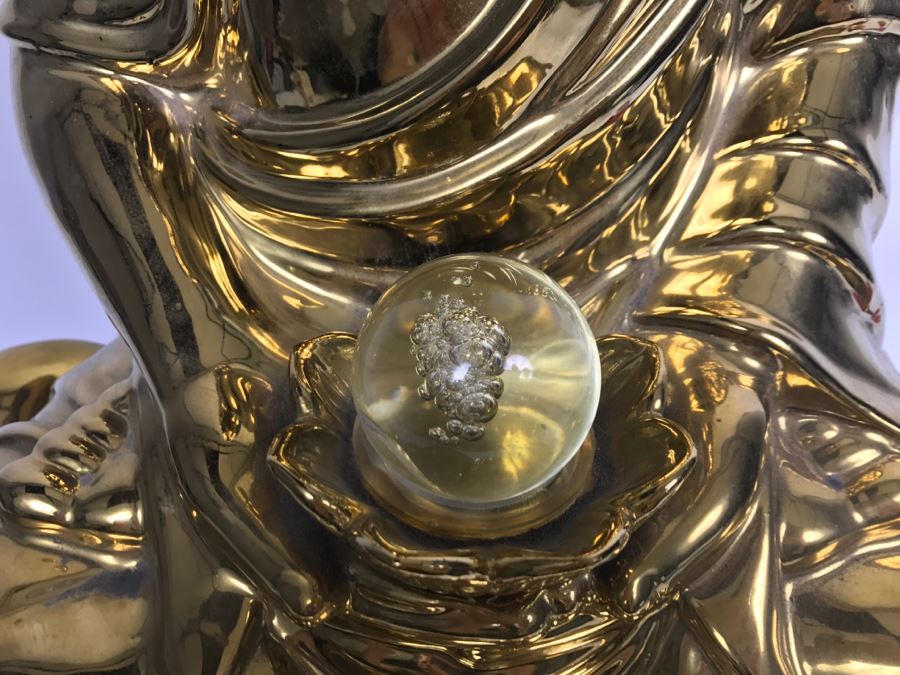 Gold Tone Meditating Buddha Water Fountain [Photo 7]