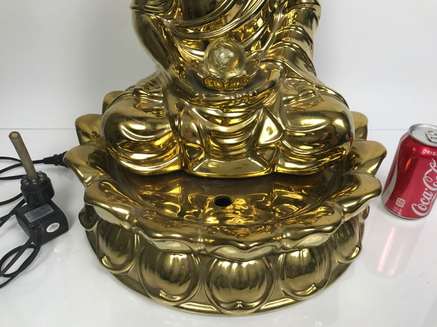 Gold Tone Meditating Buddha Water Fountain [Photo 5]