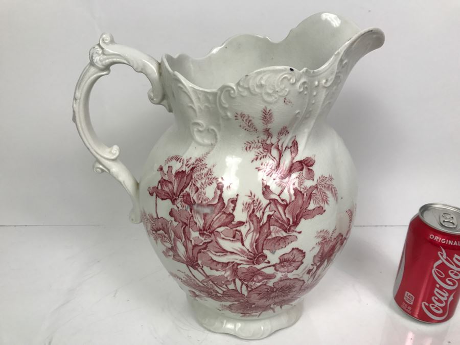 Antique Cyclamen Stoke On Trent Wash Basin Pitcher [Photo 3]