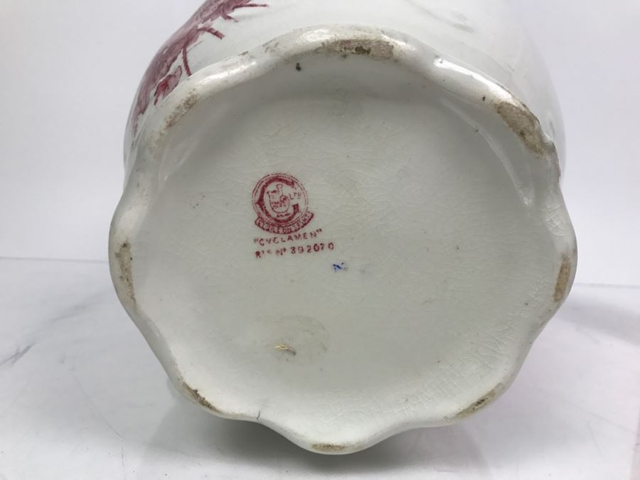 Antique Cyclamen Stoke On Trent Wash Basin Pitcher [Photo 7]