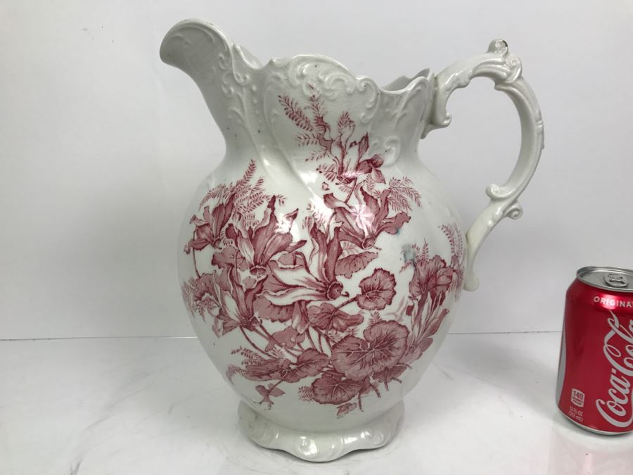Antique Cyclamen Stoke On Trent Wash Basin Pitcher [Photo 5]