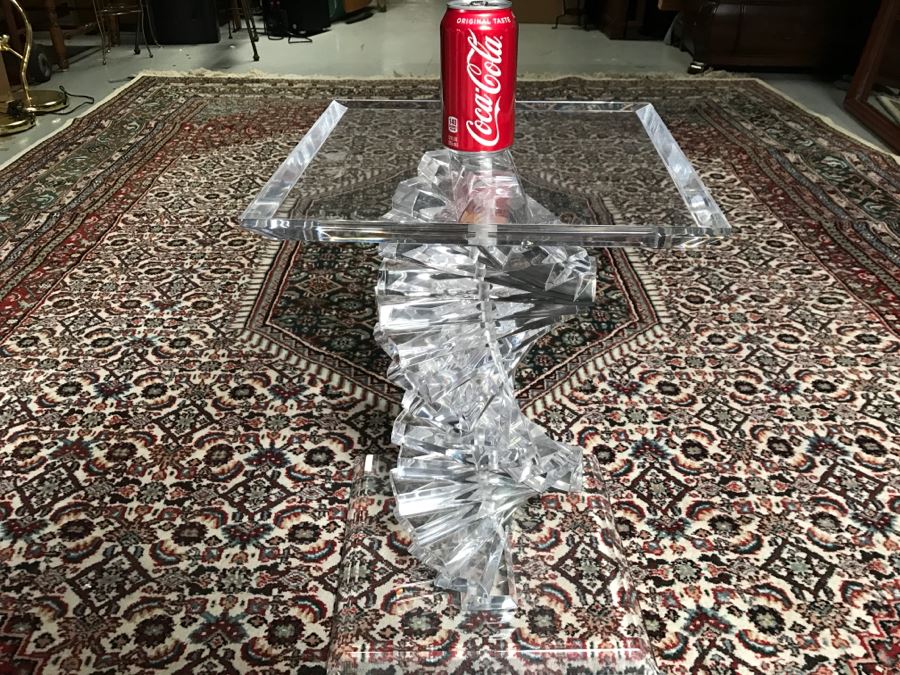 Signed Shlomi Haziza Lucite Spiral Helix Side End Table Israel [Photo 9]