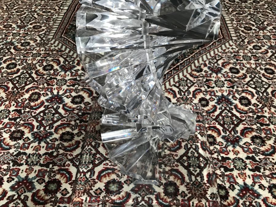 Signed Shlomi Haziza Lucite Spiral Helix Side End Table Israel [Photo 5]