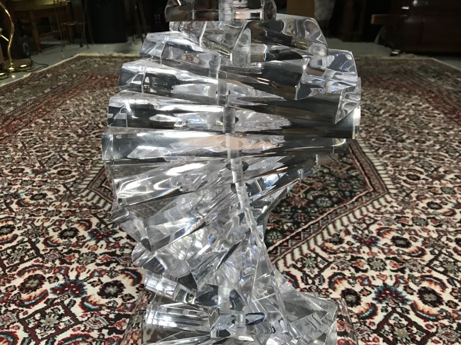 Signed Shlomi Haziza Lucite Spiral Helix Side End Table Israel [Photo 4]