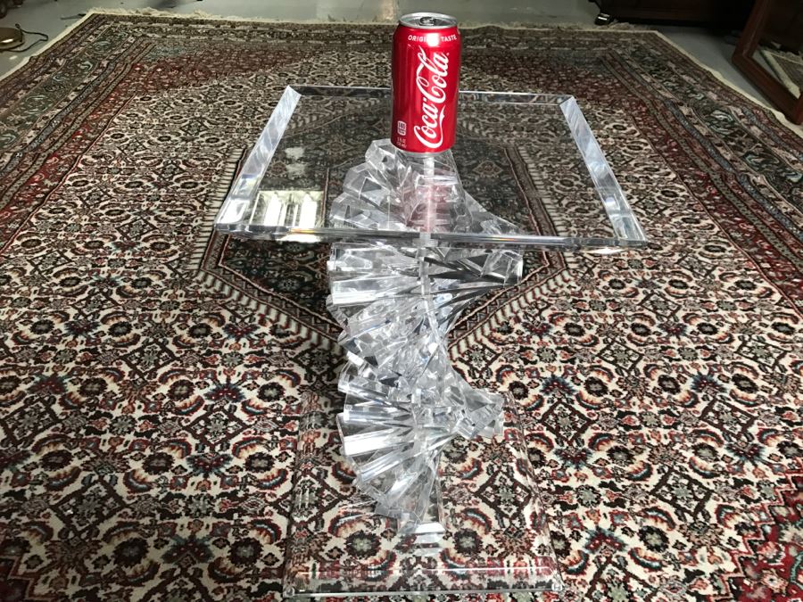 Signed Shlomi Haziza Lucite Spiral Helix Side End Table Israel [Photo 8]