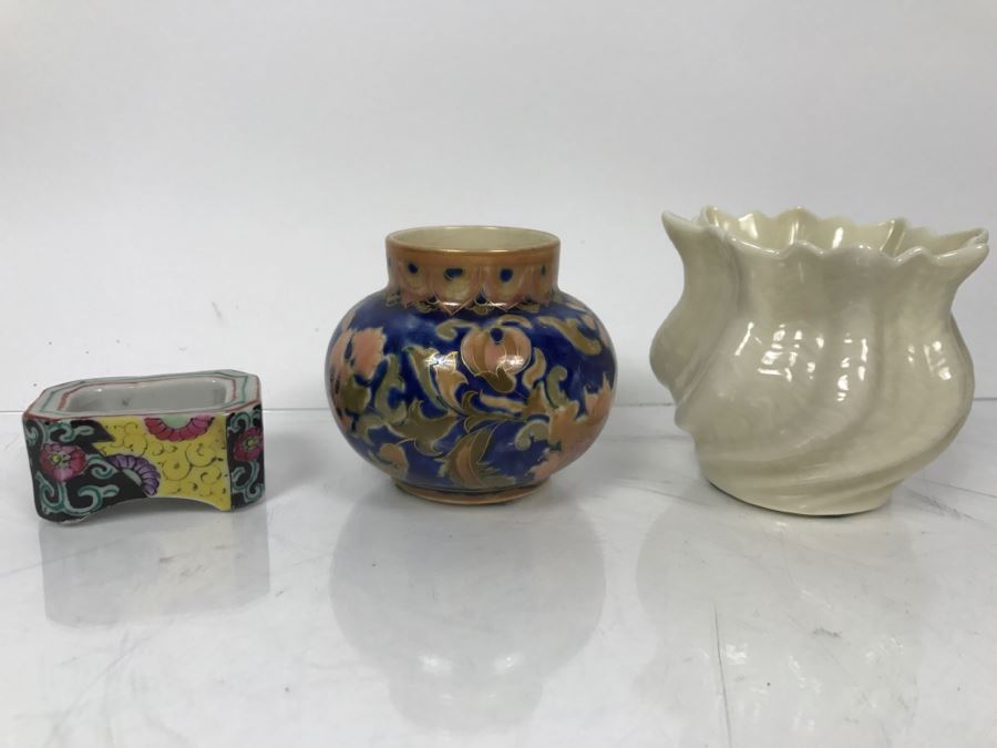 Asian Inkwell, Irish Belleek And Signed Porcelain [Photo 1]