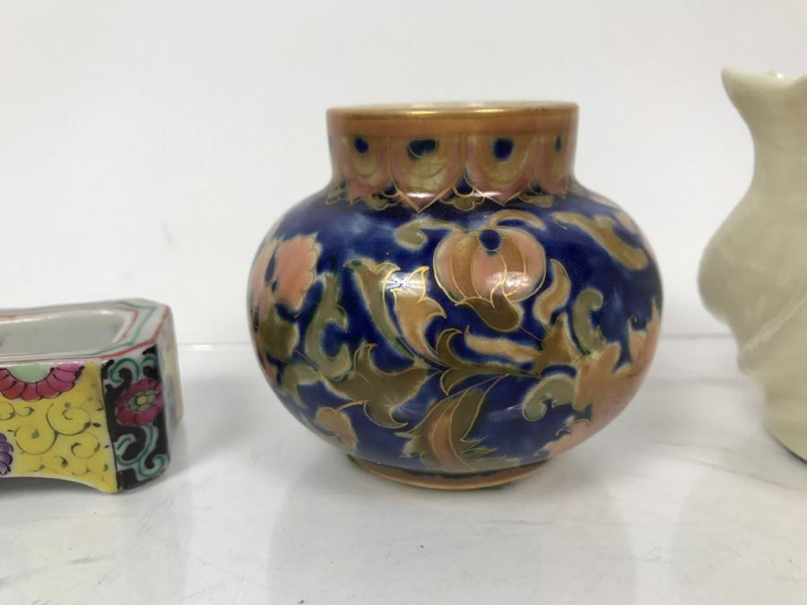 Asian Inkwell, Irish Belleek And Signed Porcelain [Photo 4]