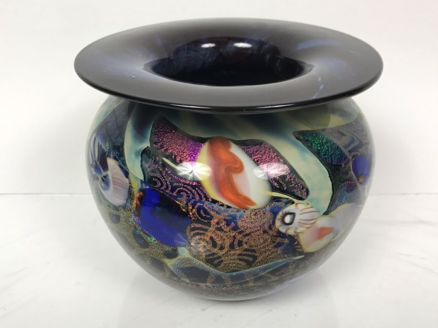 Peter Vanderlaan And Mary Beth Bliss Signed Art Glass Vase [Photo 5]