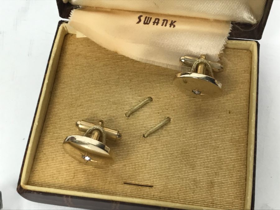 Pair Of Vintage SWANK Cufflinks Sets And Dog Brooch Pin [Photo 8]
