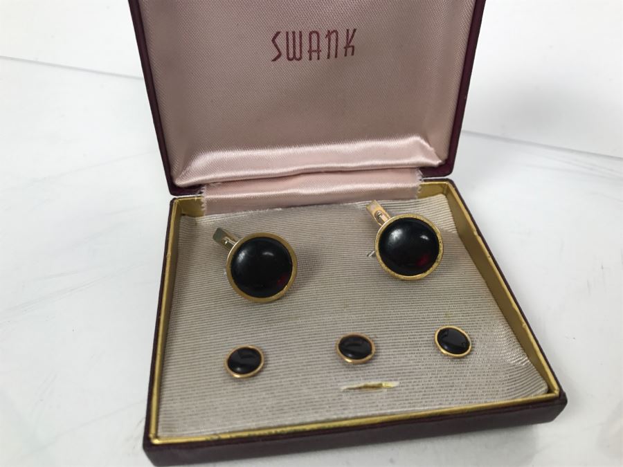Pair Of Vintage SWANK Cufflinks Sets And Dog Brooch Pin [Photo 3]