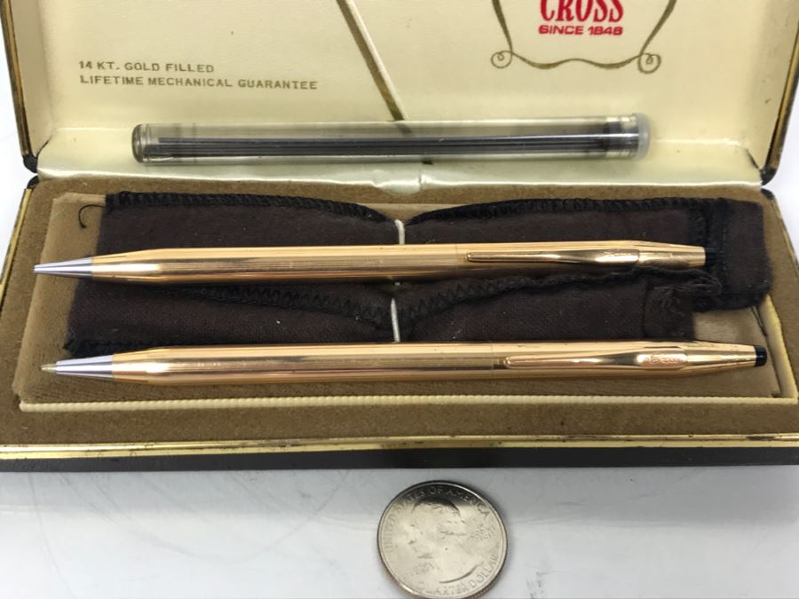 CROSS 14K Gold Filled Ballpoint Pen And Mechanical Pencil Set [Photo 1]