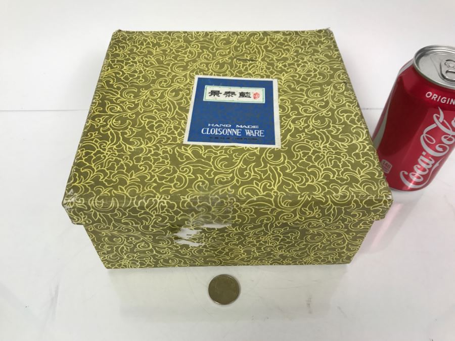 Pair Of Signed Handmade Cloisonne Vases With Original Box [Photo 3]