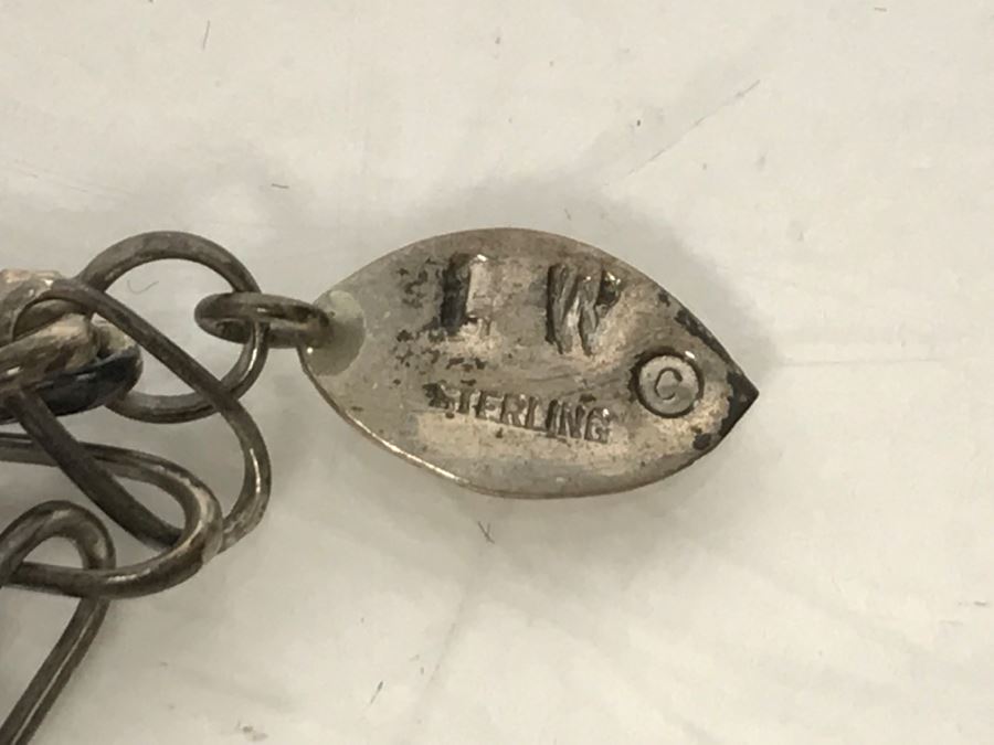 Sterling Silver And Lapis Lazuli Necklace Signed LW 42g [Photo 11]