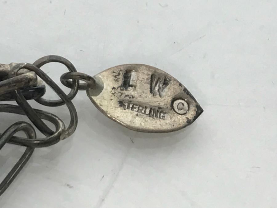 Sterling Silver And Lapis Lazuli Necklace Signed LW 42g [Photo 12]