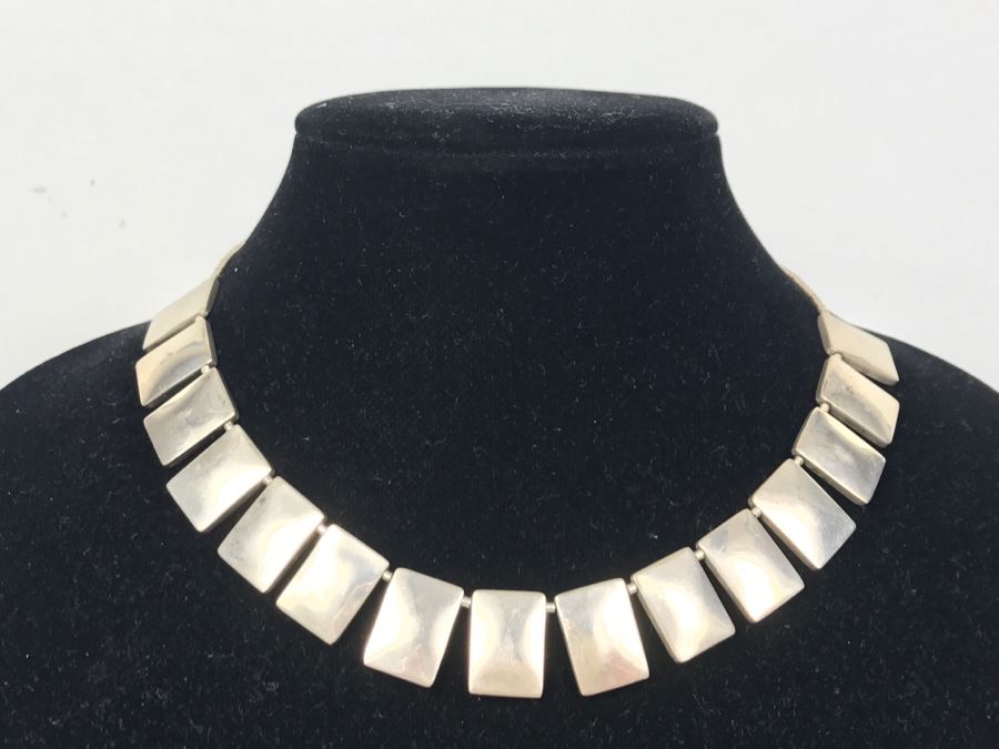 Sterling Silver And Lapis Lazuli Necklace Signed LW 42g [Photo 13]