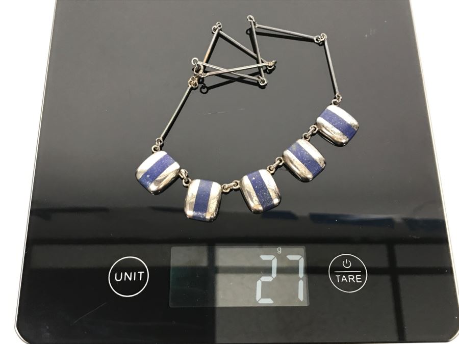 Sterling Silver And Lapis Lazuli Necklace 27g [Photo 8]