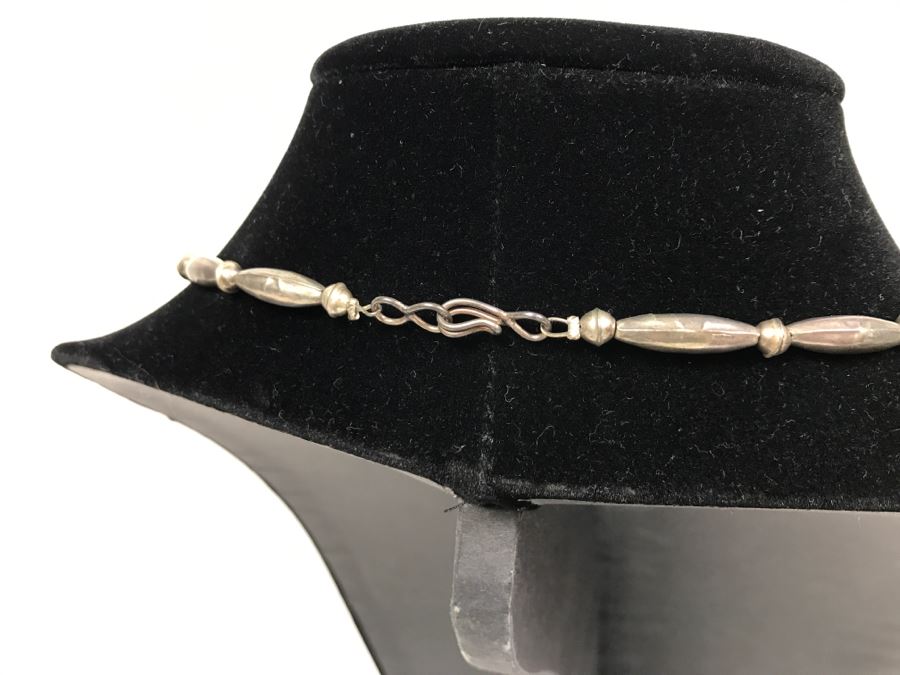 Sterling Silver And Turquoise Necklace Signed C.W. 77g [Photo 7]