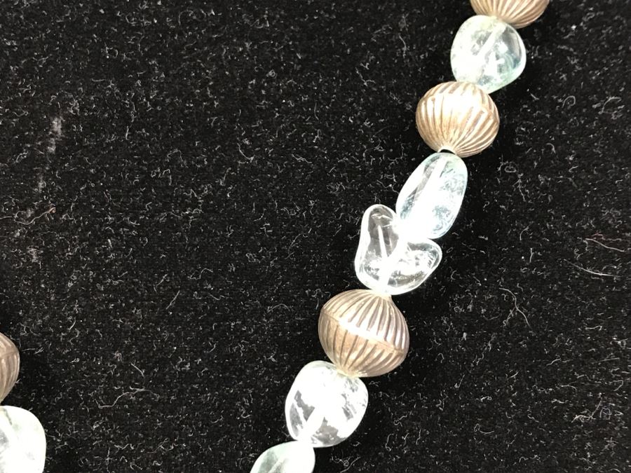 Sterling Silver Seashell Pendant Necklace With Sterling Beads 89g [Photo 5]