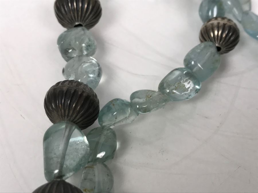 Sterling Silver Seashell Pendant Necklace With Sterling Beads 89g [Photo 8]