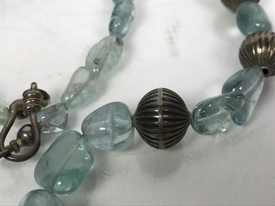 Sterling Silver Seashell Pendant Necklace With Sterling Beads 89g [Photo 7]