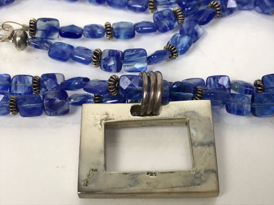 Sterling Silver Pendant Necklace With Sterling Beads 55g [Photo 7]