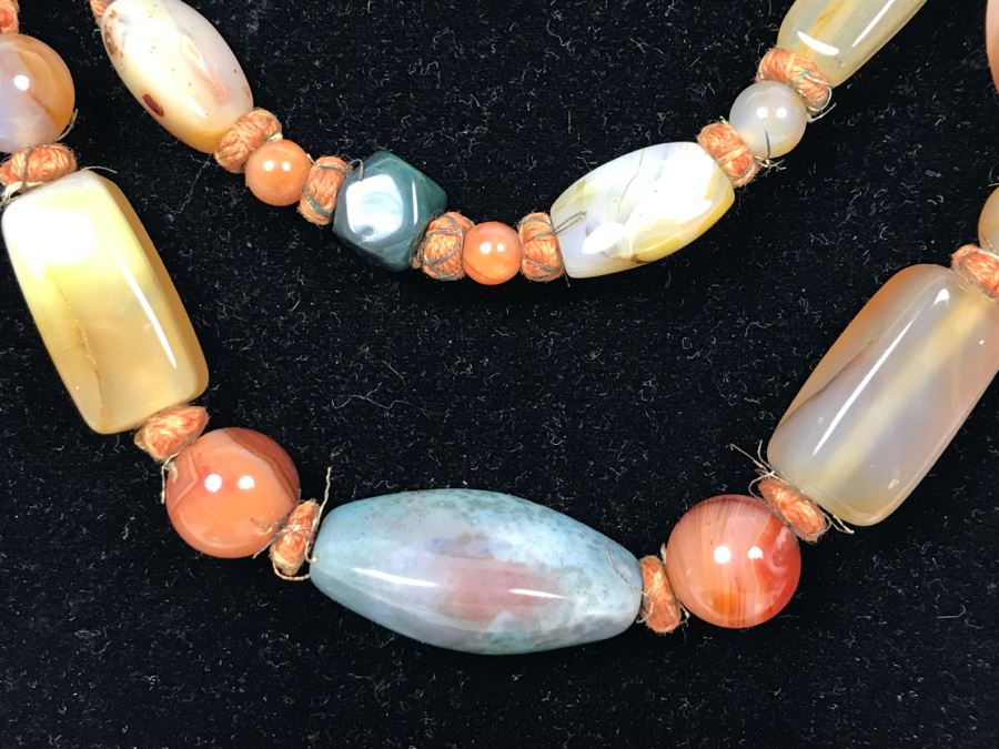 Various Polished Stones Necklace Very Long 219g [Photo 3]