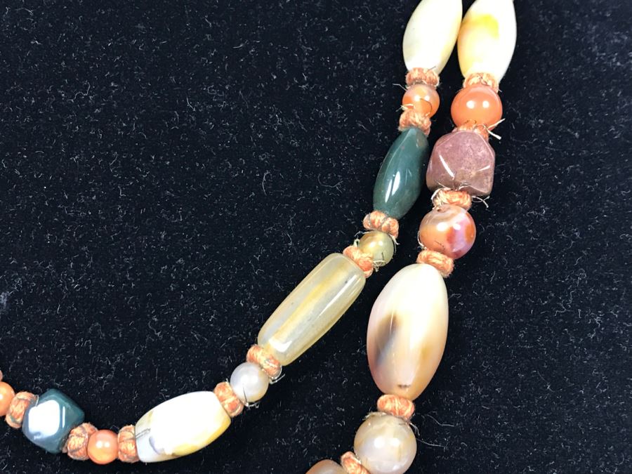 Various Polished Stones Necklace Very Long 219g [Photo 4]