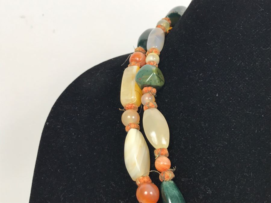 Various Polished Stones Necklace Very Long 219g [Photo 6]