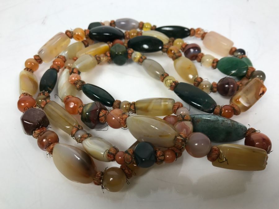 Various Polished Stones Necklace Very Long 219g [Photo 9]