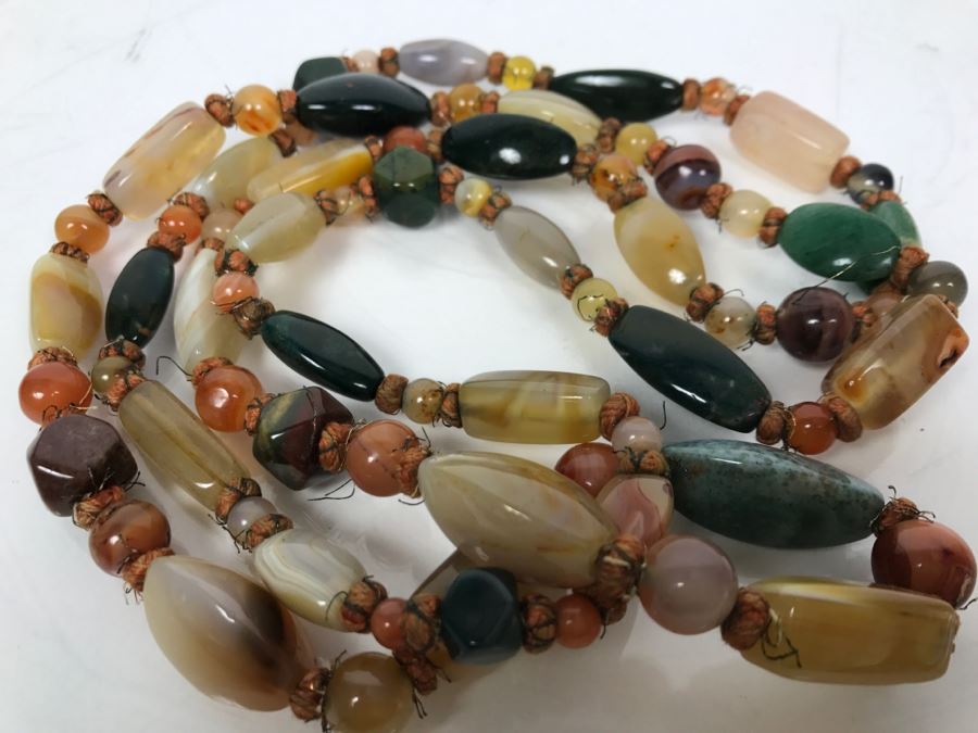 Various Polished Stones Necklace Very Long 219g [Photo 10]