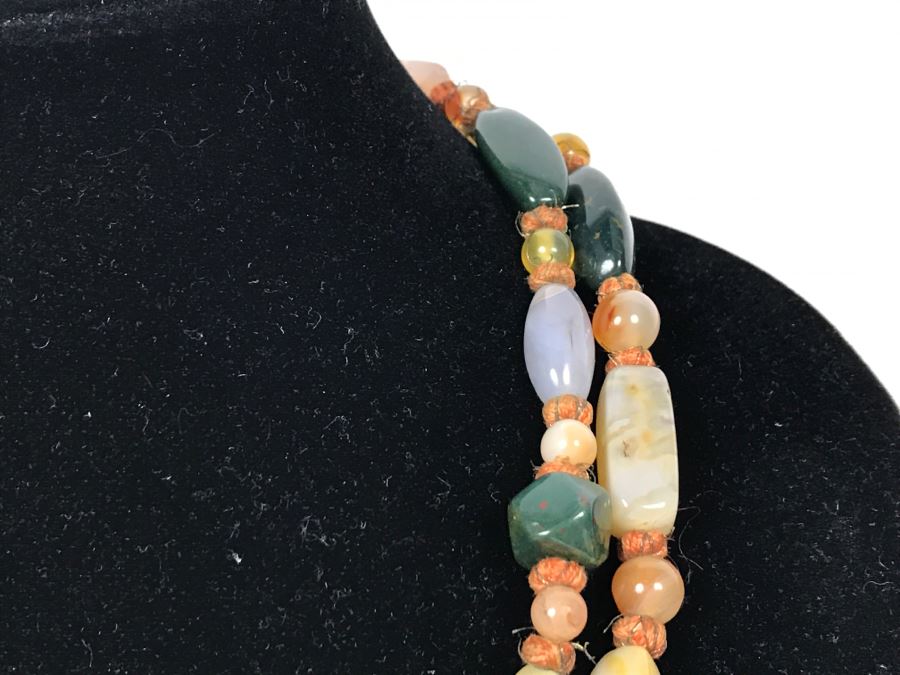 Various Polished Stones Necklace Very Long 219g [Photo 5]