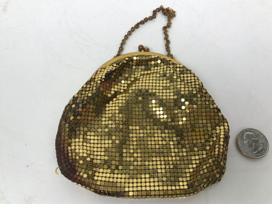 Vintage Whiting Davis Co Gold Tone Mesh Purse