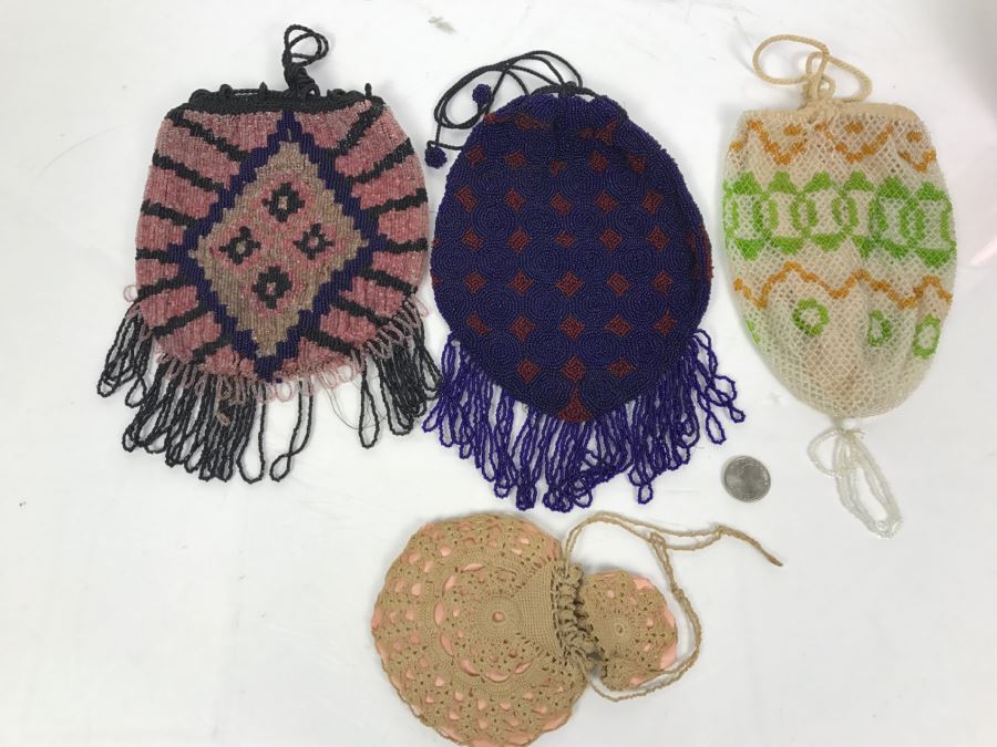 Collection Of Vintage Beaded Purses And Crochet Purse