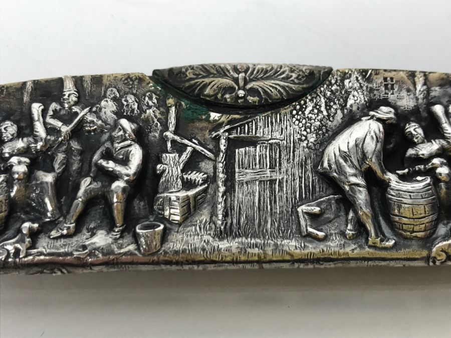 Vintage Dutch Repousse Zilpla 90 Silverplate Comb Case And Comb [Photo 4]