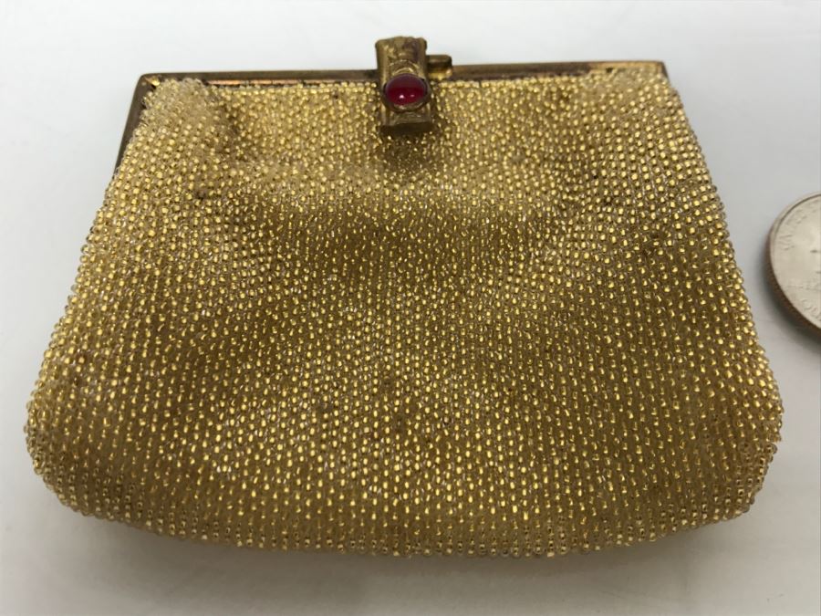 French Gold Tone Beaded Purse [Photo 2]