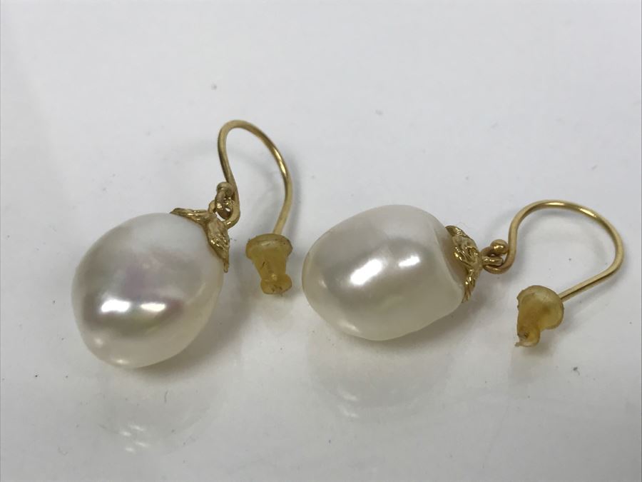 Set Of (3) Pairs Of 14K Yellow Gold Freshwater Pearl Earrings FMV $170 [Photo 5]
