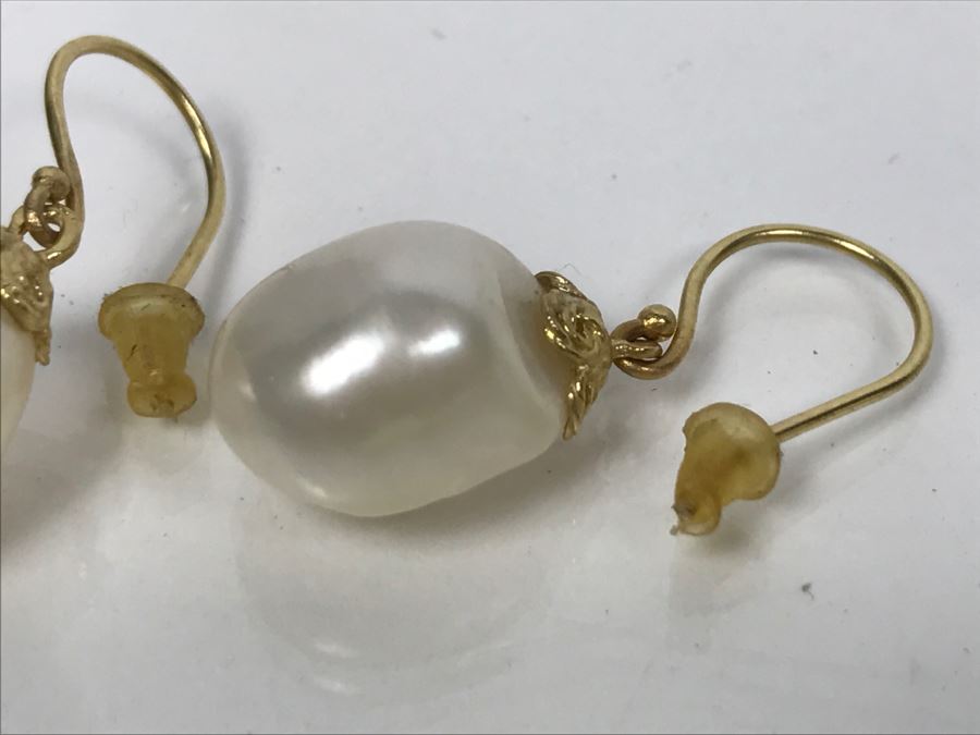 Set Of (3) Pairs Of 14K Yellow Gold Freshwater Pearl Earrings FMV $170 [Photo 7]