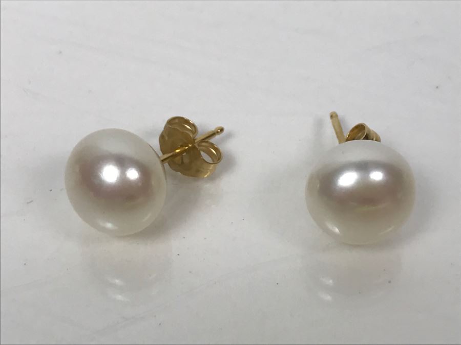 Set Of (3) Pairs Of 14K Yellow Gold Freshwater Pearl Earrings FMV $170 [Photo 10]