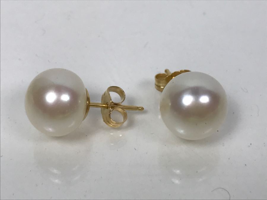 Set Of (3) Pairs Of 14K Yellow Gold Freshwater Pearl Earrings FMV $170 [Photo 8]