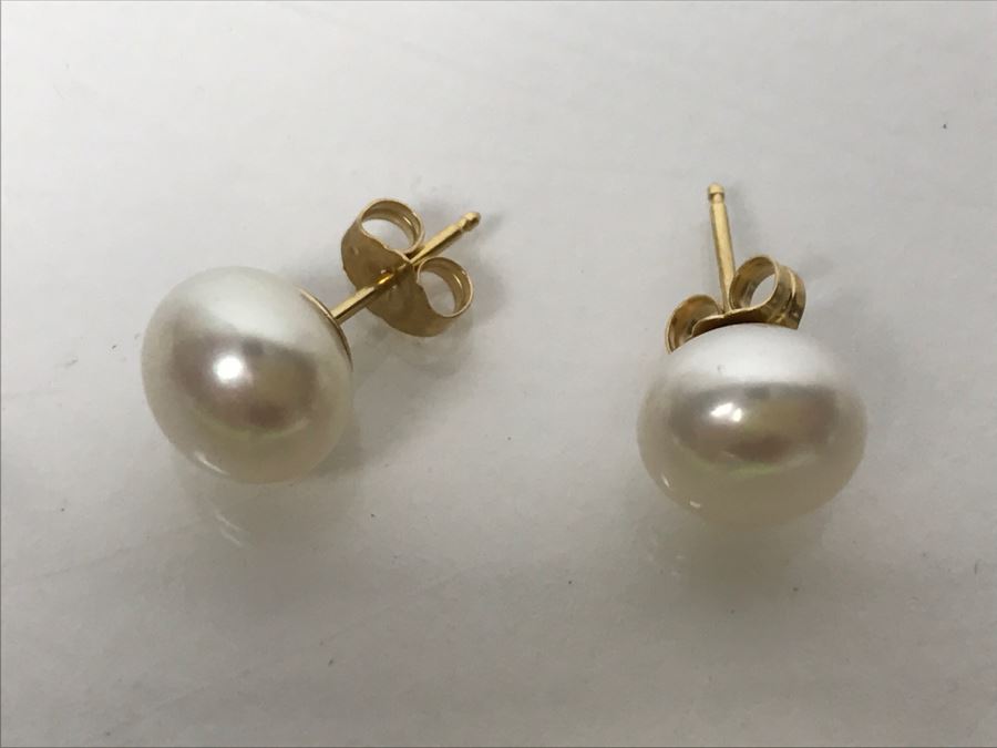 Set Of (3) Pairs Of 14K Yellow Gold Freshwater Pearl Earrings FMV $170 [Photo 11]