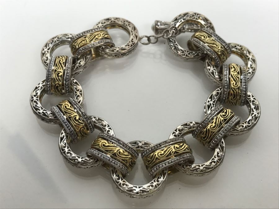 Sterling Silver 14K Gold Plated Bracelet 43g FMV $150 [Photo 1]