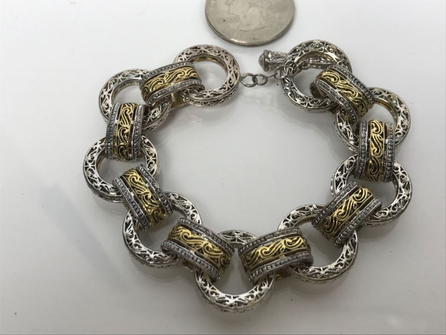 Sterling Silver 14K Gold Plated Bracelet 43g FMV $150 [Photo 3]