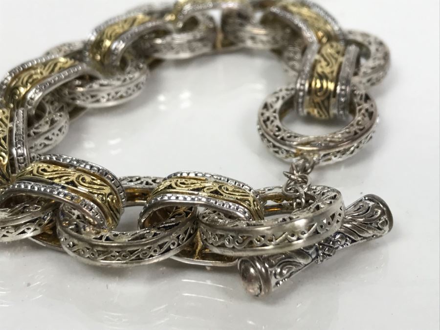 Sterling Silver 14K Gold Plated Bracelet 43g FMV $150 [Photo 8]