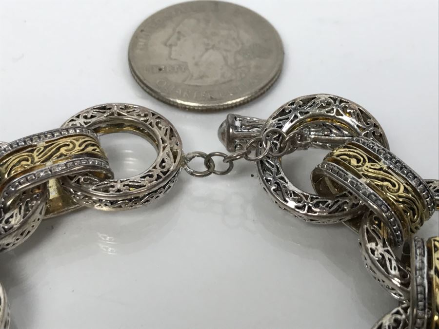 Sterling Silver 14K Gold Plated Bracelet 43g FMV $150 [Photo 7]