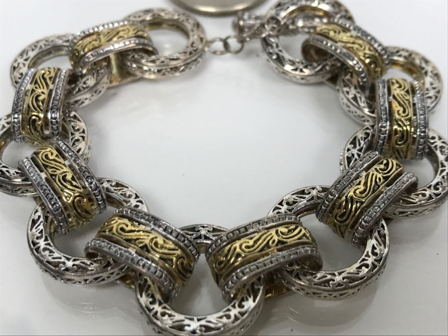 Sterling Silver 14K Gold Plated Bracelet 43g FMV $150 [Photo 4]